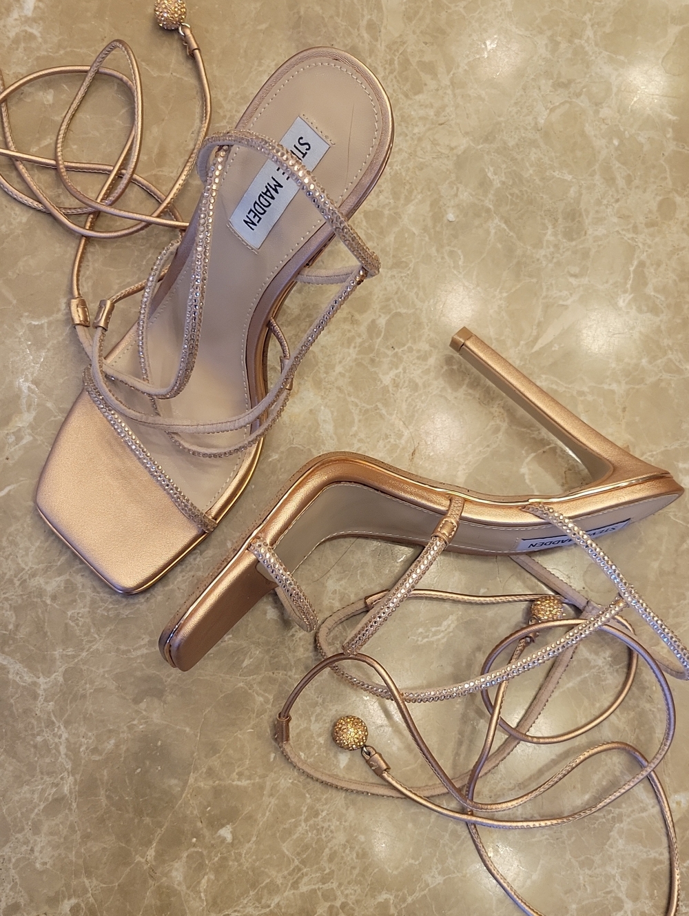 Steve Madden Rose Gold Strappy Heel Sandals